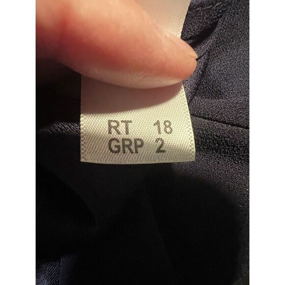 St. John Womens Small Dressy Top Navy Blue Asymmetrical Hem Short Sleeves Flowy - Picture 10 of 11